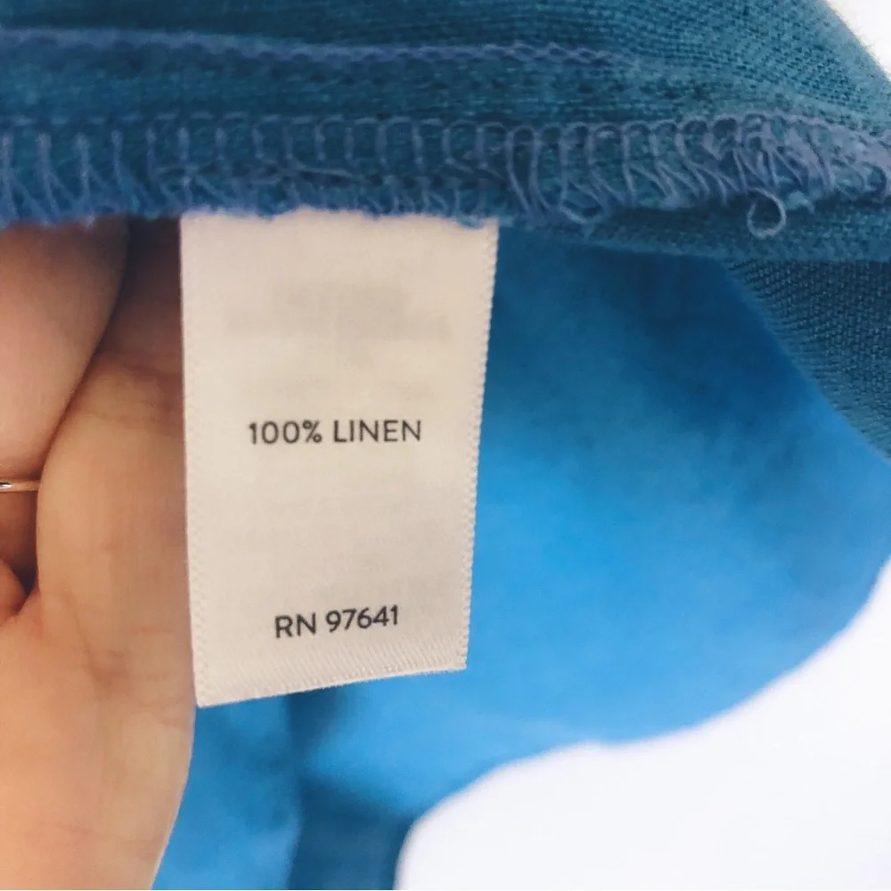 NWT J. Jill Relaxed Linen Peasant Top Cerulean Blue Size L Lagenlook - Picture 9 of 9